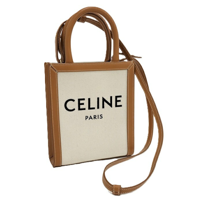 CELINE バーティカルカバ 2WAYショルダーバッグ キャンバス レザー ホワイト系☆【中古】｜サカイのリサイクルショップ