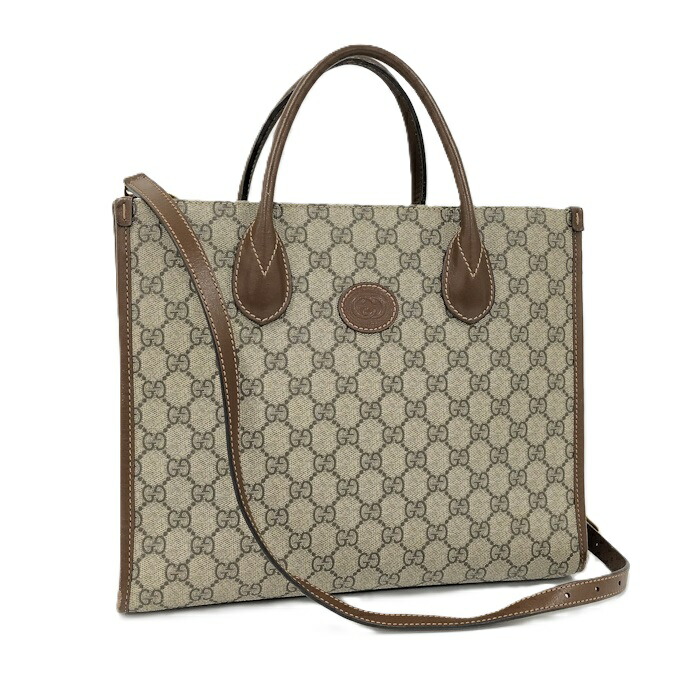 GUCCI 2WAYトートバッグ GGスプリーム ベージュ 453705 GUCCI 2WAY tote bag Beige 453705 Shoulder strap GG paterned
