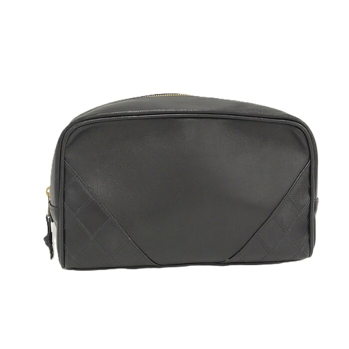 CHANEL 合財袋 なめし革 黒いこと【中古】