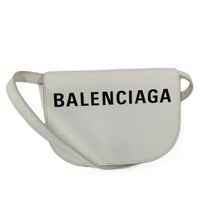 BALENCIAGA ショルダーバッグ ロゴ レザー ホワイト 550639【中古】