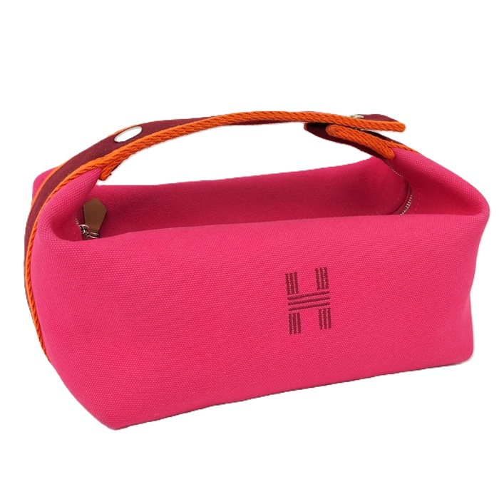 HERMES ブリッドアブラック ハンドバッグ キャンバス ピンク【中古】