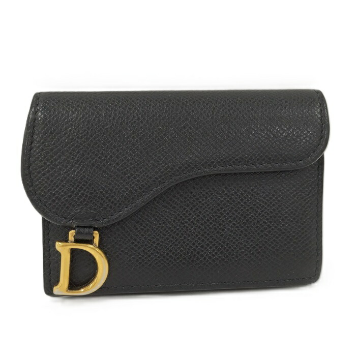 ChristianDior カードケース サドル レザー ブラック S5611CCEH M900【中古】