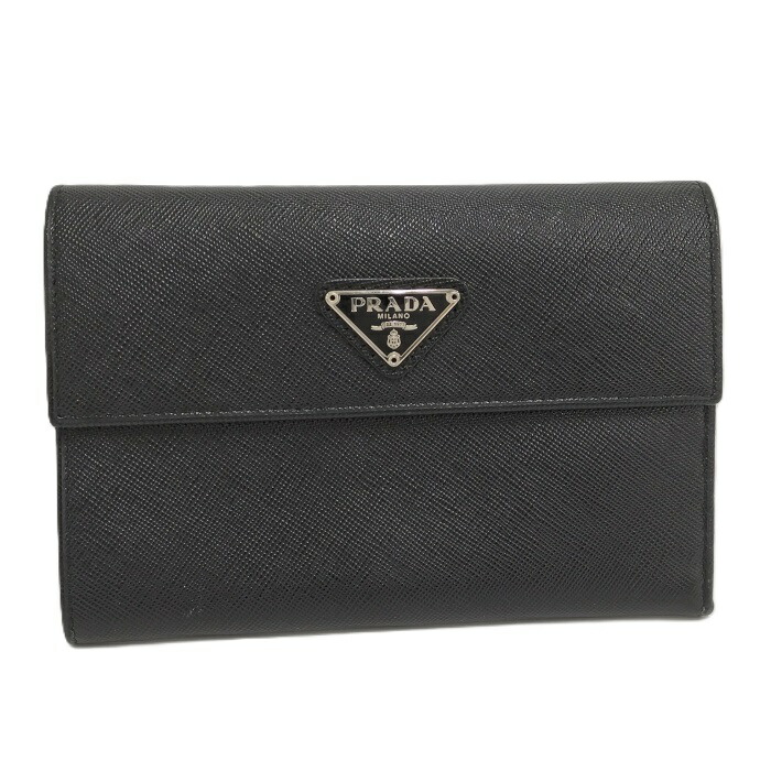 楽天市場】美品 プラダ PRADA ポコノ 三つ折り財布 M510 NERO ブラック