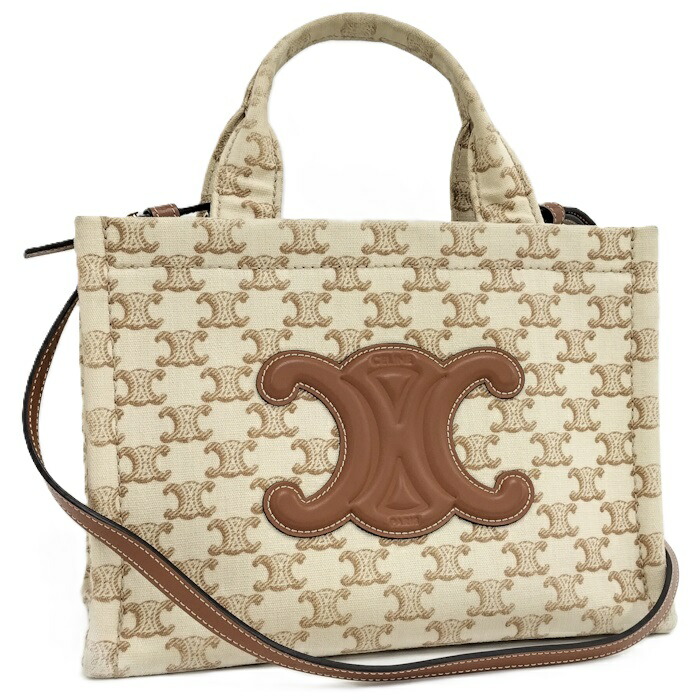 CELINE 2WAYハンドバッグ トリオンフ キャンバス ベージュ系【中古】