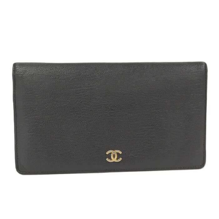 CHANEL　シャネル　ココマーク　ブラック　二つ折り財布 CHANEL シャネル 二つ折り財布 ココマークボタン ブラック 瑞穂