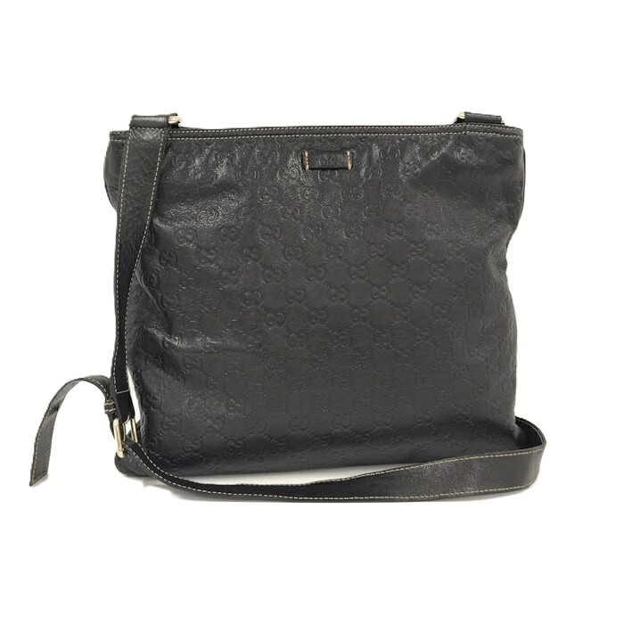 GUCCI ショルダーバッグ グッチシマ レザー ブラック 201446【中古】