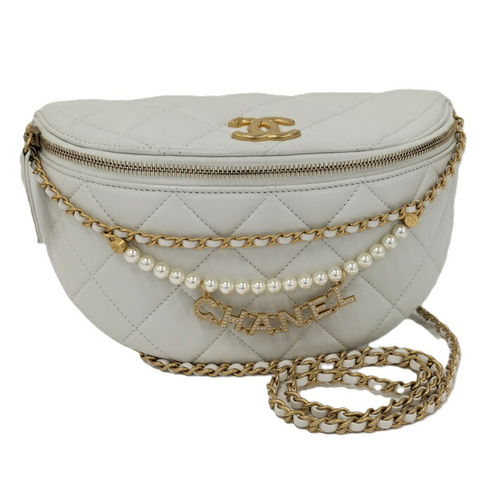 CHANEL 上半身御徒面子 マトラッセ 子ヒツジ素はだ AS4991 白いこと【中古】