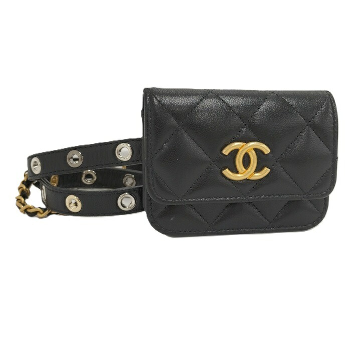 楽天市場】シャネル CHANEL マトラッセ ウエスト バッグ ポーチ 黒