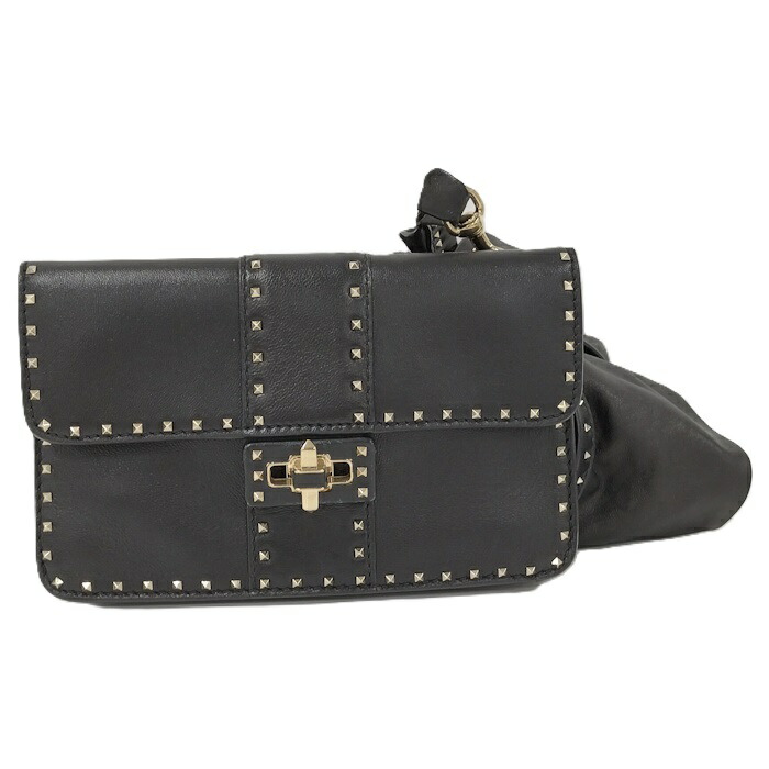 VALENTINO GARAVANI ショルダーウォレット レザー スタッズ ブラック【中古】 29,039円