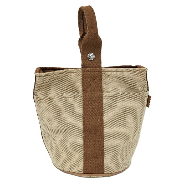 美品。HERMES サクソーMM トワルアッシュ バケツ型 ハンドバッグ