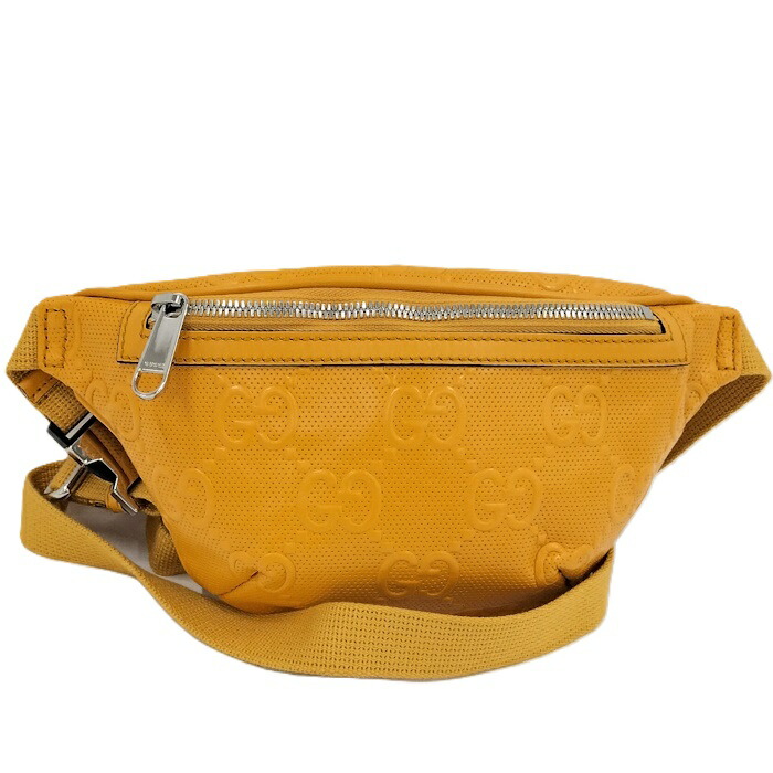 GUCCI ウエストバッグ GGエンボス レザー イエロー 658582【中古】