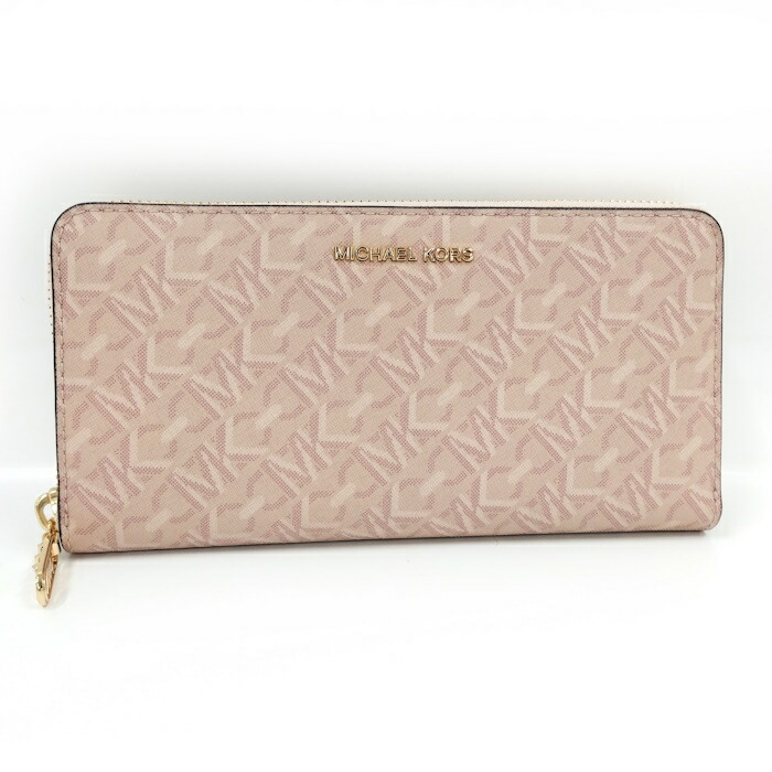 MICHAEL KORS ラウンドファスナー 長財布 PVC ピンク系【中古】