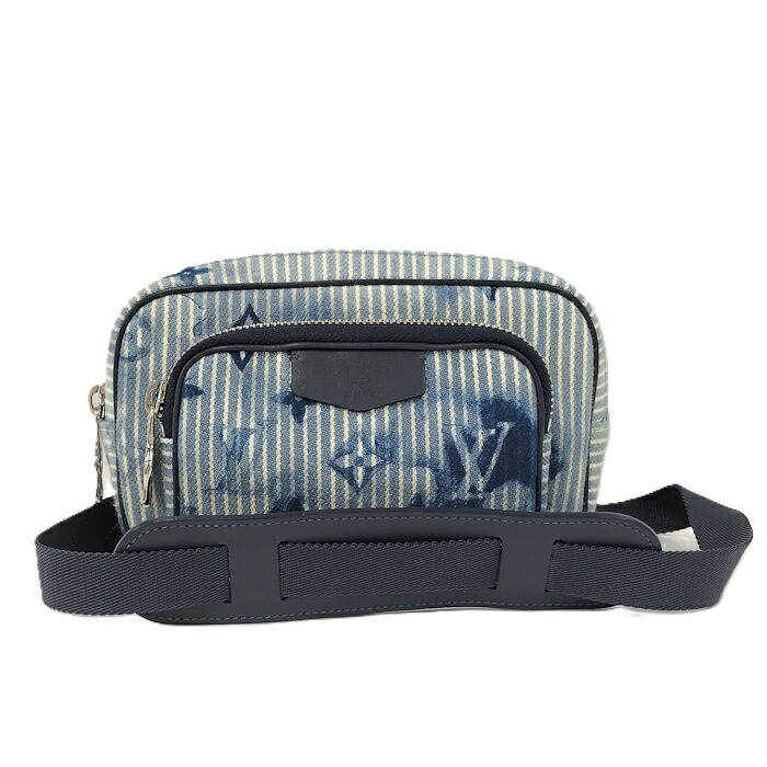 LOUIS VUITTON アウトドア ポシェット ショルダーバッグ ウォーターカラー サマーコレクション ヒッコリーストライプ デニムブルー モノグラム M80462【中古】