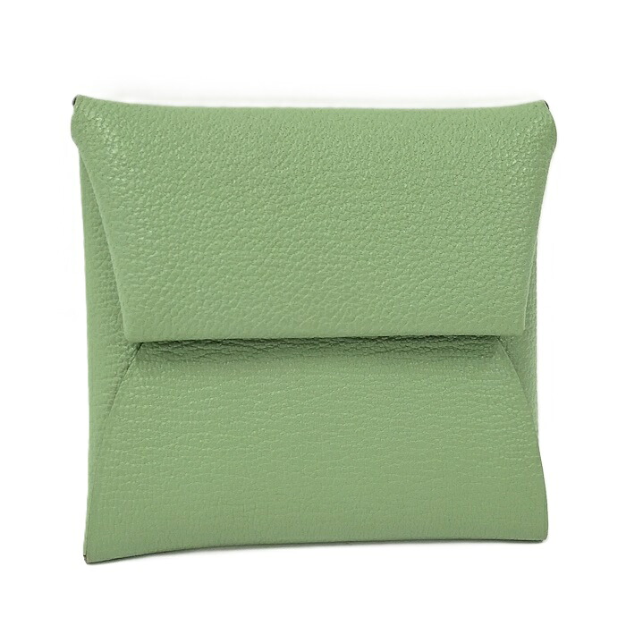 HERMES バスティア コインケース トゴ レザー グリーン W刻印【中古】