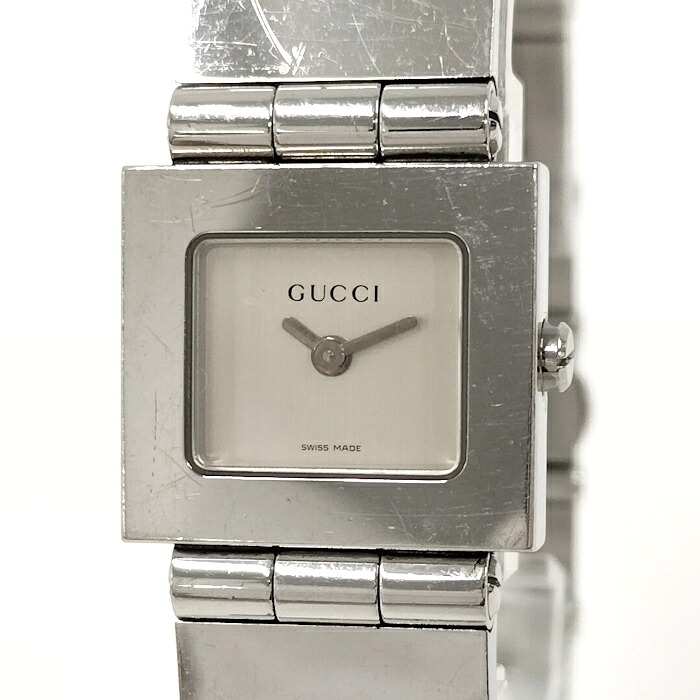 GUCCI レディース 腕時計 スクエア SS クオーツ シルバー文字盤 300L【中古】