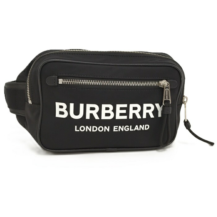 BURBERRY 上半身御徒面子 ロゴタイプ刷り上げる ナイロン 黒いこと 8021089【中古】 バッグ・小物・ブランド雑貨-レディースバッグ
