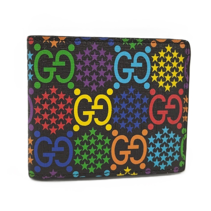 GUCCI 二つ折り札入れ GGサイケデリック 601089【中古】 財布・ケース-バッグ・小物・ブランド雑貨-レディース財布