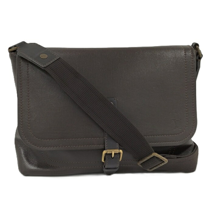 LOUIS VUITTON ユタ オハマ ショルダーバッグ レザー ダークブラウン M97022【中古】