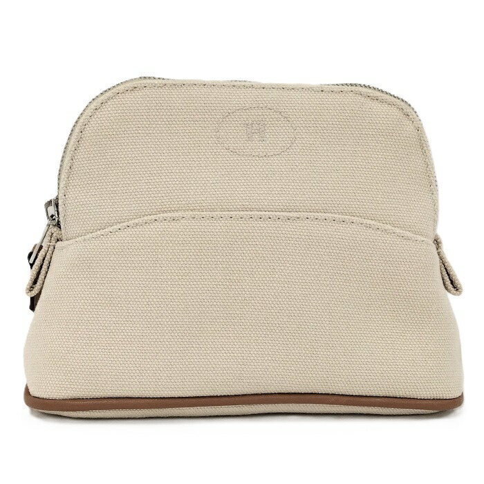 HERMES ボリードポーチ ミニミニ 帆布 ベージュ【中古】
