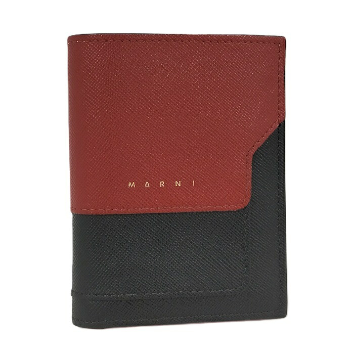 楽天市場】マルニ MARNI 二つ折り財布 レザー カーキ×ホワイト