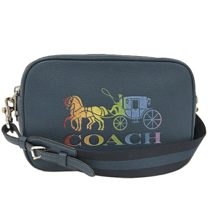 COACH ショルダーバッグ レザー ブルー マルチカラー F76767【中古】