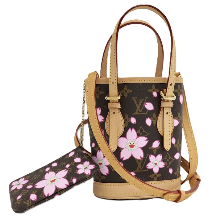 LOUIS VUITTON ナノ井戸釣瓶 モノグラム チェリーブロッサム 村上隆 ショルダーバッグ M13417【中古】