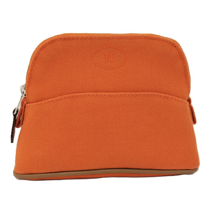 HERMES ボリードポーチ16 ミニミニ 帆布 オレンジ色系【中古】
