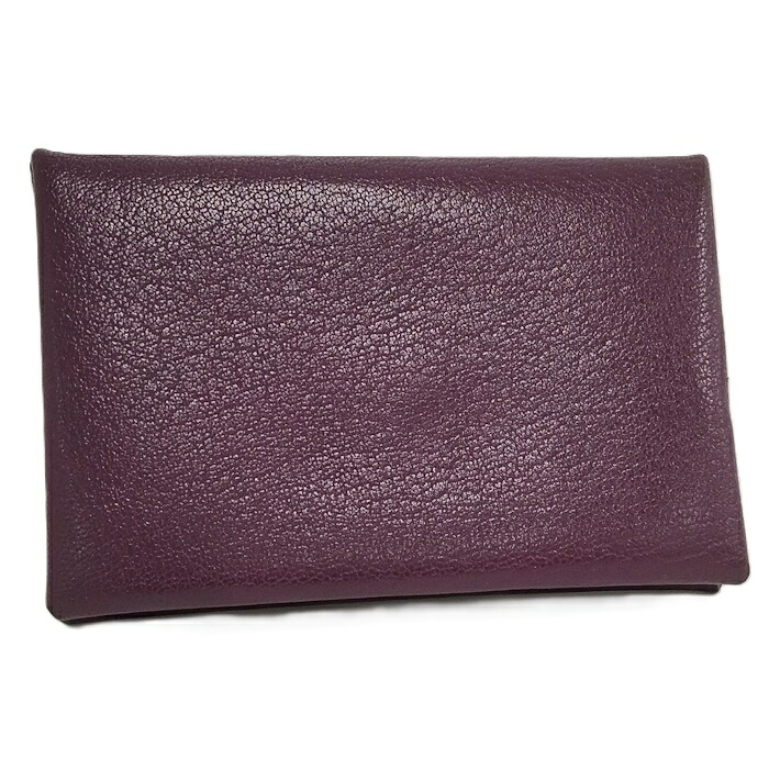 HERMES カルヴィ コインケース シェーブル パープル Z刻印【中古】