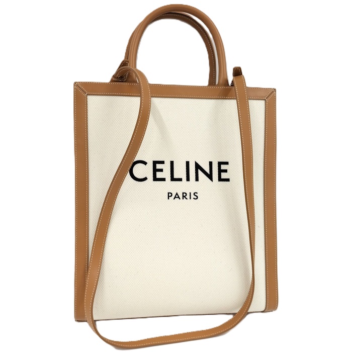CELINE ショルダーバッグ バーティカル 河馬 帆布 象牙色 駱駝系 192082【中古】