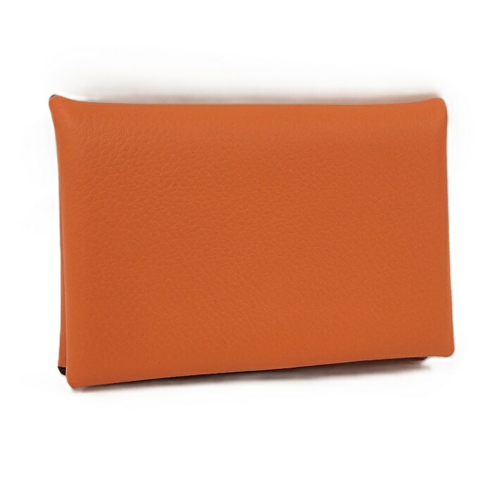 HERMES カルヴィ コインケース トゴ オレンジ U刻印【中古】