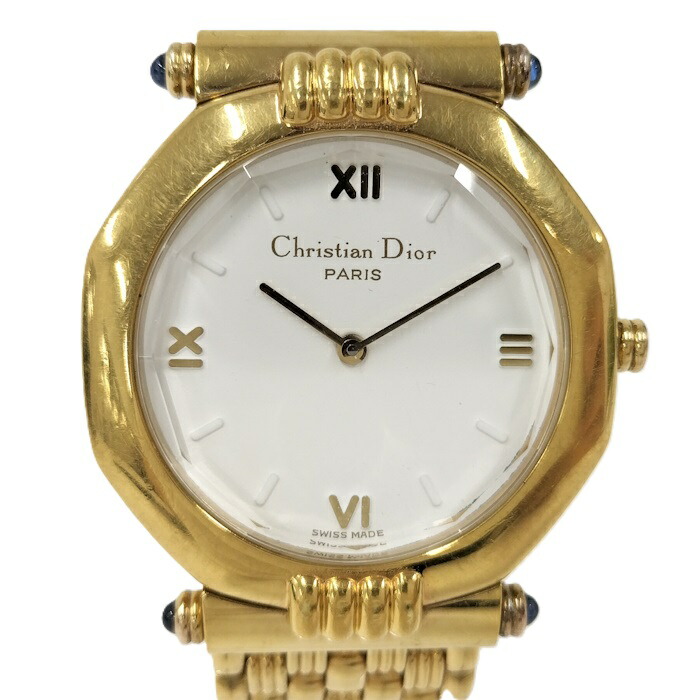 Christian Dior 腕時計 スウィング クオーツ GP ホワイト文字盤 63151【中古】