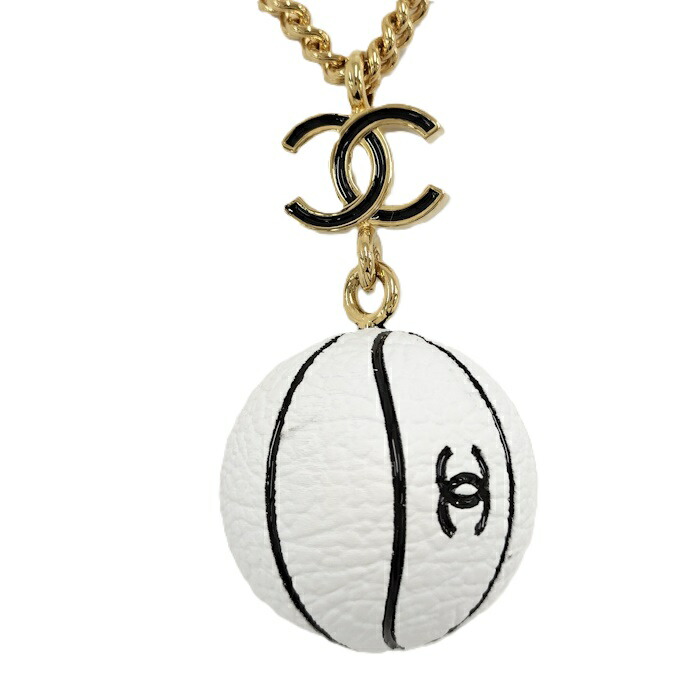 CHANEL ネックレス バスケットボール モチーフ ココマーク メッキ ゴールド ホワイト B24C【中古】