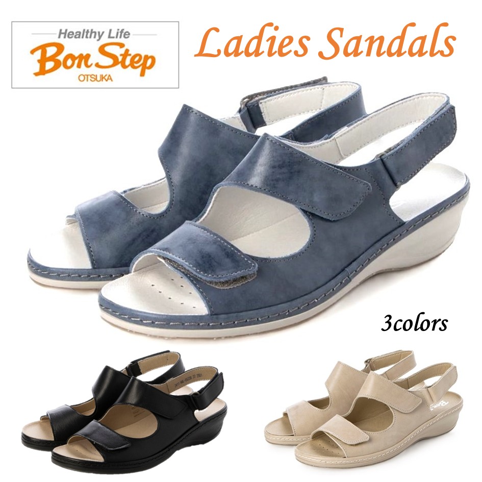 ボンステップ Bon Step レディース サンダル 靴 品番6220 幅 2E～3E マジックベルト 大塚製靴 コンフォートサンダル｜酒井靴鞄店