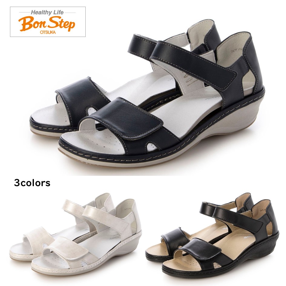 ボンステップ Bon Step レディース サンダル 靴 品番6219 幅 2E～3E マジックベルト 大塚製靴 コンフォートサンダル