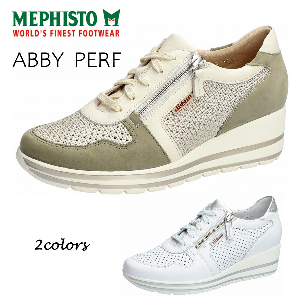 メフィスト MEPHISTO レディース 靴 スニーカー ABBY PERF 町シューズ  コンフォート 幅 2E～3E スピード競技繰り上げる 上っ側チャック付 定め事取りまわし店