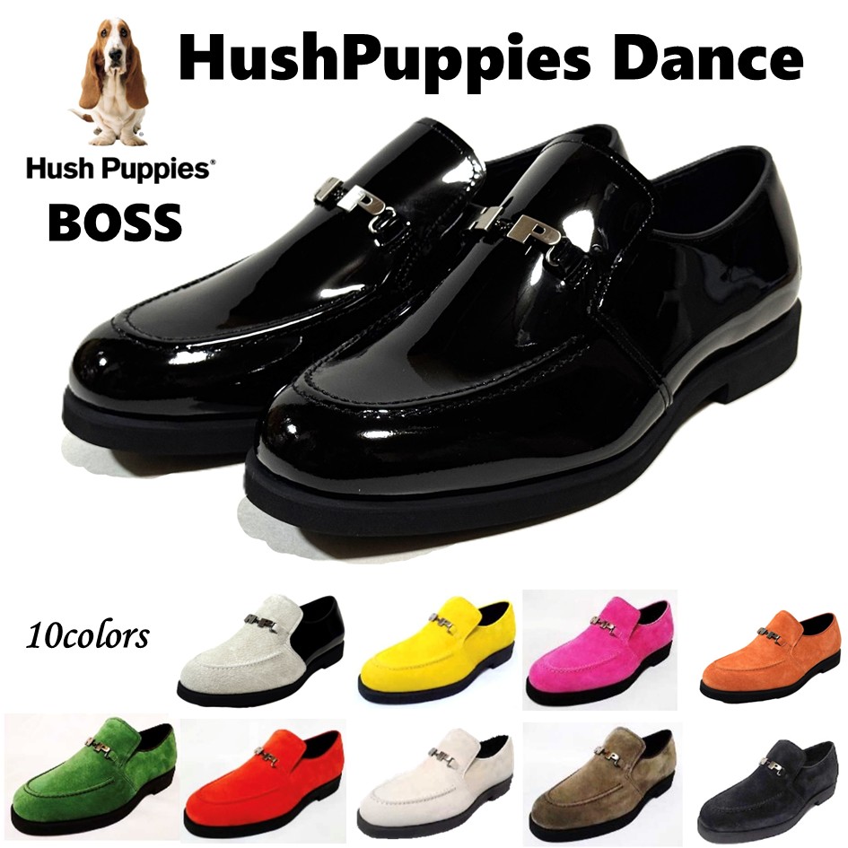 ハッシュパピー Hush Puppies メンズ 靴 心地よい スリッポン BOSS M-14T ビット付き添い人 撥水産業 スエードクロス靴 日本製 社交ダンスシューズ DANCE Popping Rock ポッパー ロッカー