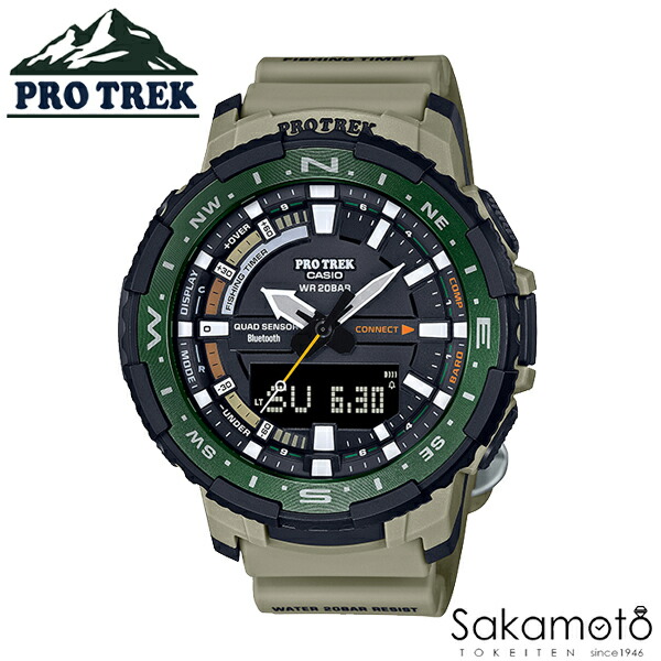 送料無料 23日までクーポン発行中 10 9発売 正規品 Casio Pro Trek 気圧防水を搭載したアングラーライン Prt 0 カーキ トリプルセンサー搭載 プロトレック 腕時計 メンズ 男性用 釣り アウトドア スマートフォンリンク Prt 0 5jf 新規購入