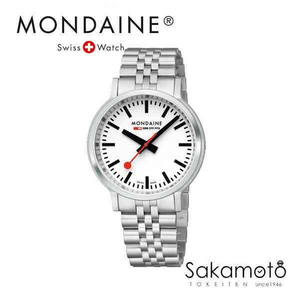 国内置き目品【MONDAINE(モンディーン)】【stop2go(立ちふさがる・トゥ・ゴー)続きもの】41粍入れもの 石英 ステンレスストラップ ウオッチ 分かりやすい メンズ【成人男性用】【文字記号目じるし能力のある】【MST.4101B.SJ.2SE】