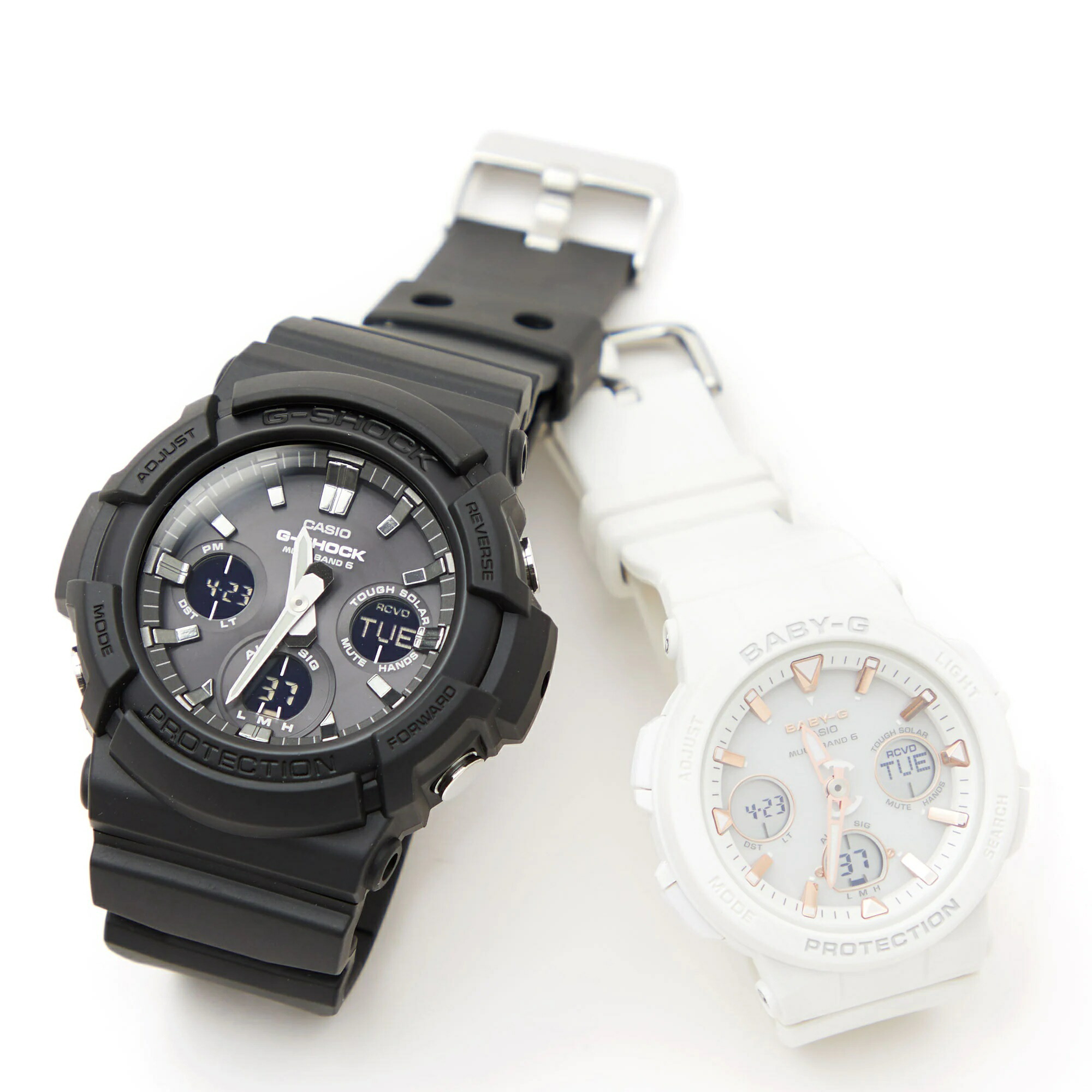 正規品 Casio カシオ Pairwatch ペアウォッチ G Shock Baby G プレゼント ギフト カップル 夫婦 記念日 誕生日 ジーショック ベビージー 丸型 ラウンド 三つ目 デジアナ 電波ソーラー 純正ペアケース Gaw 100b 1ajf Bga 2500 7ajf Sermus Es