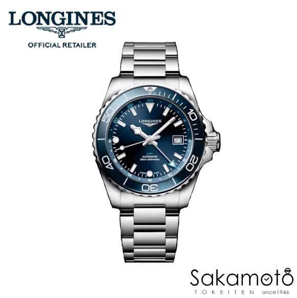 国内正規品ロンジンLONGINES　ハイドロコンクエスト　HYDROCONQUEST GMT 　セラミックベゼル ダイバー　自動巻　GMT機能搭載　30気圧防水　41ミリケース　ブルー文字盤　メンズ【男性用】【L3.790.4.96.6】※