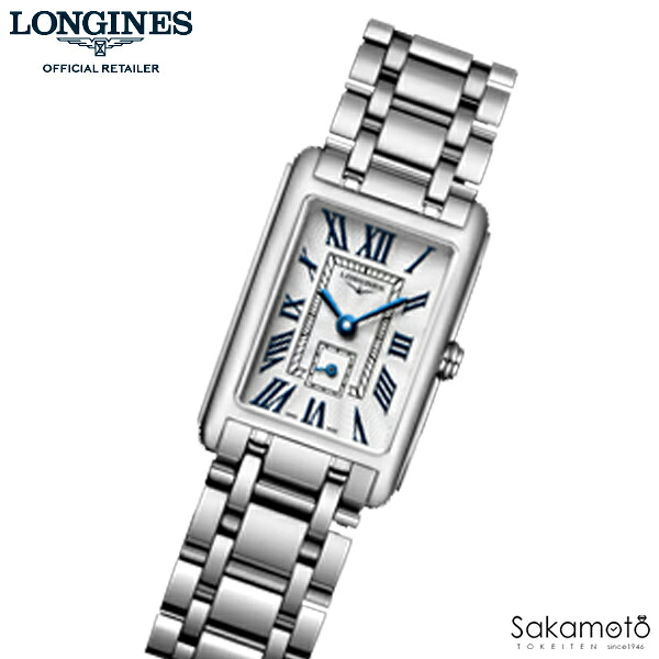 国内正規品ロンジンlongines「ドルチェヴィータ」　DolceVita　スクエアケース　ローマ数字　レディース　女性用　クォーツ腕時計　ブルー革ベルト　L52554706　20.8x32ミリ｜金沢　時計職人の店　さかもと
