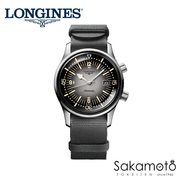国内正規品ロンジンlongines　スイス製　レジェンドダイバー(Legend Diver）グレー　自動巻 デイト付き　42ミリケース　メンズ【L3.774.4.70.2】【L37744702】※ 199,100円