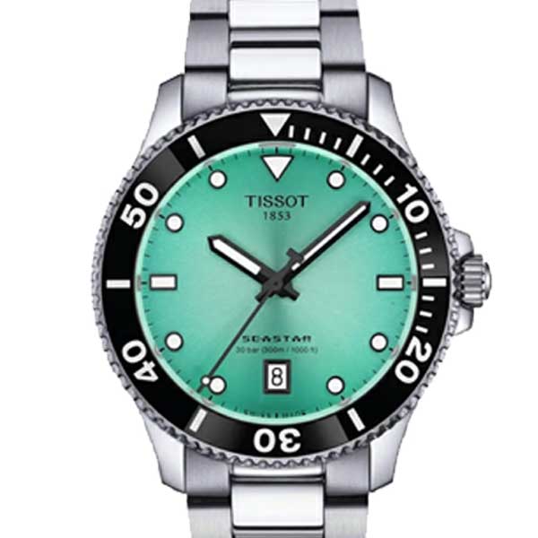 正規品TISSOT　ティソ　シースター1000「SEA　STAR」300ｍ防水　エメラルドブルー文字盤　40ミリ　電池式クォーツ【T120.410.11.091.00】【T1204101109100】｜金沢　時計職人の店　さかもと