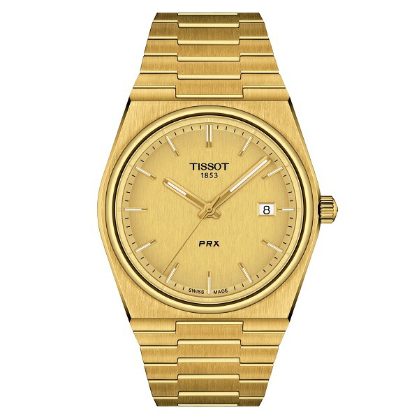 正規品TISSOT　ティソ　PRX　イエローゴールドPVD　クォーツ駆動（電池）　ステンレスバンド　40ミリケース　100ｍ防水【T1374103302100】【T137.410.33.021.00】【ウッドウォッチスタンドプレゼント中】AL