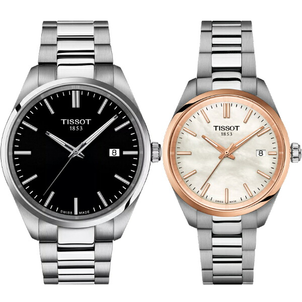 正規品TISSOT　ティソ　PR100　ブラック×白蝶貝(MOP)　40ミリ＆34ミリ　ペアウォッチ　電池式クォーツ　100ｍ防水　セット販売　記念日　贈り物　クリスマス　【T1504101105100＆T1502102111100】