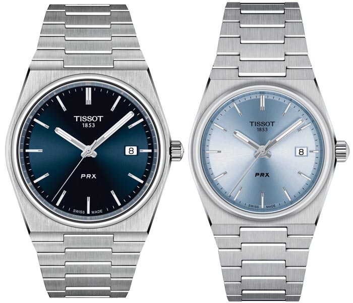 正規品TISSOT　ティソ　PRX　ピーアールエックス　【40ミリ＆35ミリ】【ブルー＆アイスブルー】　クォーツ駆動（電池）　100ｍ防水　ペアウォッチ　2本での価格　【T1374101104100＆T1372101135100】【ウッドウォッチスタンドプレゼント中】