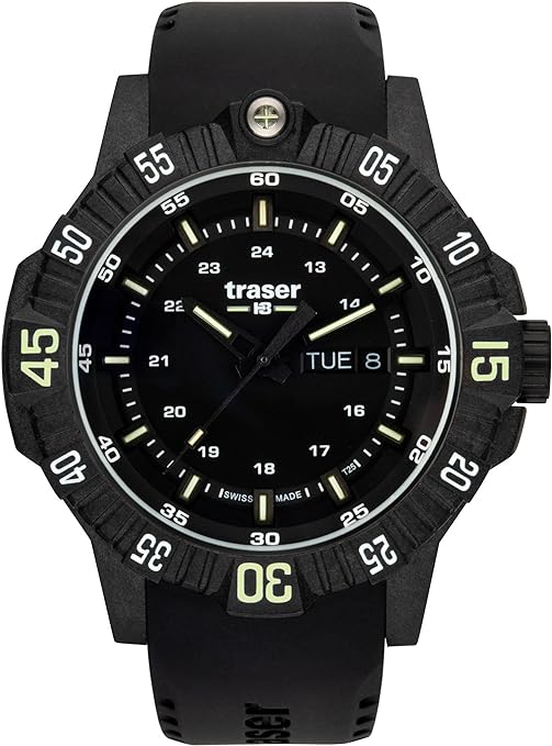 国内正規品　スイス製　Traser【トレーサー】【トレイサー】ステンレスケース　ラバーストラップ　46ミリケース【P99 T Tactical Black】9031610　200ｍ防水