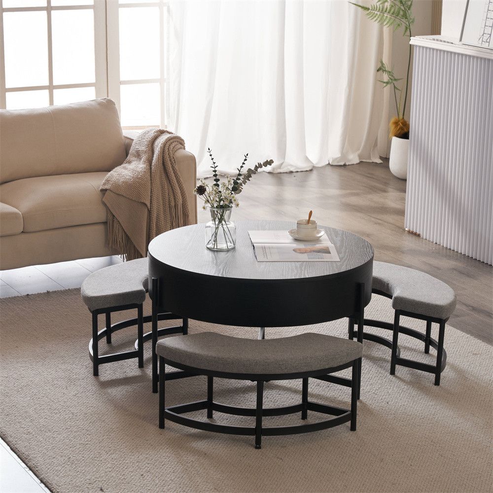 センターテーブルセット 楽天市場】センターテーブル 4点セット 円型 3人掛け チェア付き 昇降