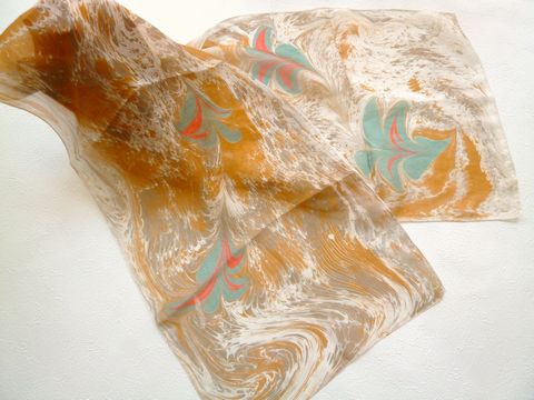 トルコ伝統“EBRUアート”シルクシフォンスカーフ【坂元屋店主お勧め】カジュアルにもエレガンスにも《トルコ雑貨》【RCP】