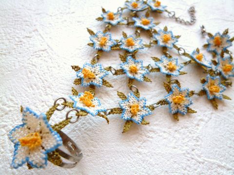 【店主一押し】《可愛くナチュラル》トルコ伝統手芸“オヤ”刺繍の小花のハンドレースブレスレット【RCP】 16,060円
